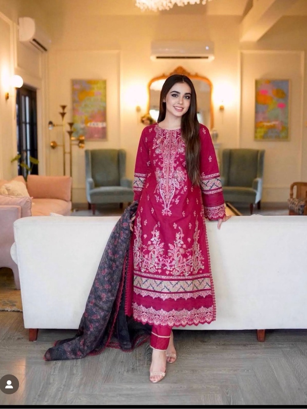 Women’s Maroon Embroidered Long Dress